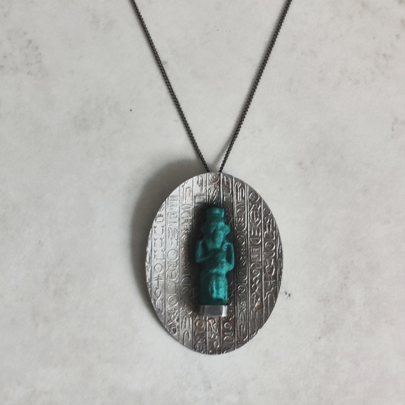 Egyptian Revival Pin/Brooch Necklace Sterling Silver Vintage - Picture 15 of 15